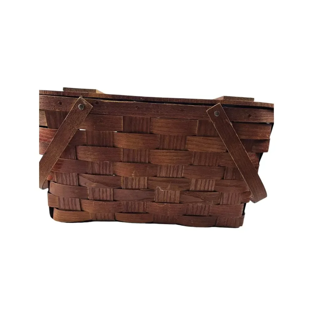 VINTAGE 1940-50's WOV-N-WOOD by‎ JERYWIL PICNIC BASKET ~ WOODEN ~ RUSTIC ~ RETRO